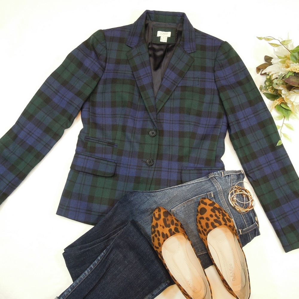 J Crew plaid blazer.  Size 2